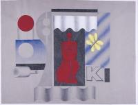 Hans Ticha - Strandkorb mit roter Figur