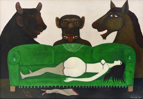 Josef Nowinka Liegende mit Tieren - LÄKEMÄKER