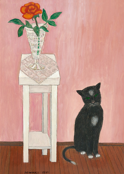 Josef Nowinka Katze mit Blumenvase - LÄKEMÄKER
