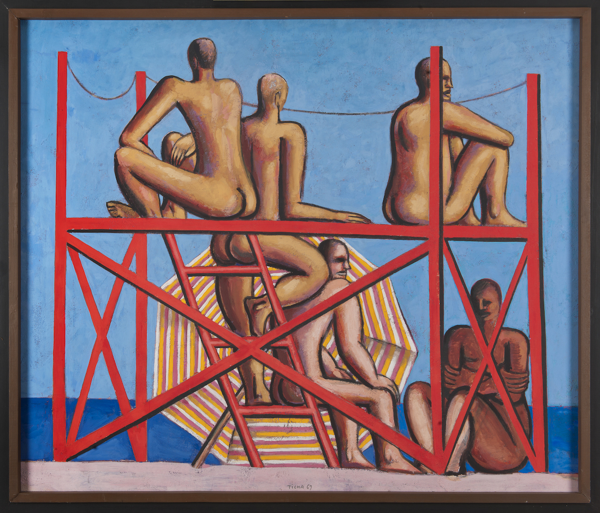 Hans Ticha - Männer am Strand