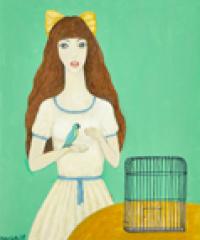 Josef Nowinka - Mädchen mit Wellensittich